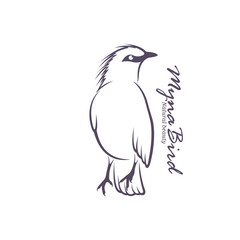 Fototapeta premium Bali Myna Bird logo design vector. Silhouette Myna Bird Template Illustration