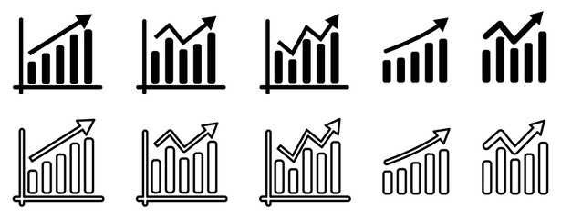 Collection of graph diagram up icon