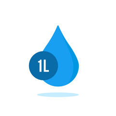 blue water drop like 1 litre volume icon