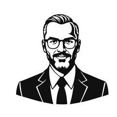 Man icon, businessman avatar vector, office worker icon, hipster face design, graphic male portrait, businessman avatar, bearded man, office worker, hipster face, male portrait