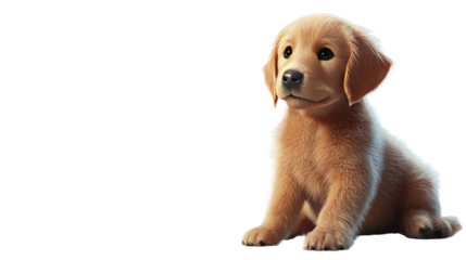 Adorable Golden Retriever Puppy 2 Months Old Sitting and Playing with Soft Fur Isolated on White Background