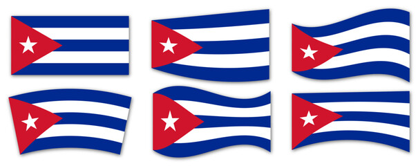 Set of Cuba flag in different shapes