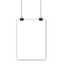 White poster hanging on binder