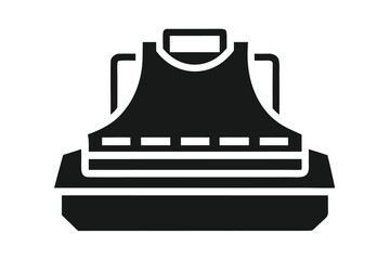 Simple shows a ballistic vest and backpack silhouette over white backdrop