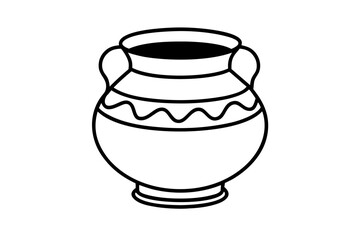 line art Traditional Pot vector silhouette illustration isolated on white background