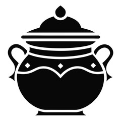 Traditional Pot vector silhouette illustration isolated on white background