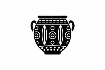 Traditional Pot icon  vector silhouette illustration isolated on white background
