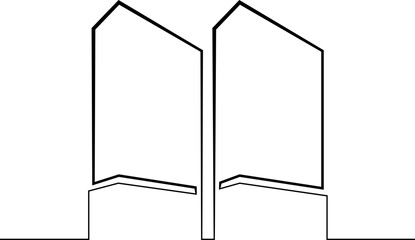 Continuous one line drawing modern building logo. Linear design. House abstract symbol.One continuous line isolated minimal illustration.Not AI.