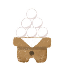 お月見団子のイラスト　十五夜　クレヨンタッチ