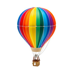 Fototapeta premium A vibrant rainbow colored hot air balloon isolated on transparent background, symbolizing adventure and fun