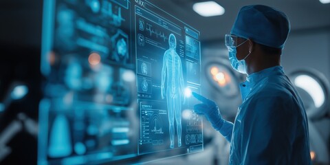 futuristic medical diagnostics with holographic interface