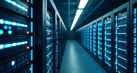 A data center filled with servers, representing the backbone of modern digital infrastructure