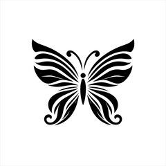 Fototapeta premium Elegant black butterfly silhouette with stylized wings