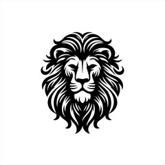 Fototapeta premium Stylized black and white lion head logo design