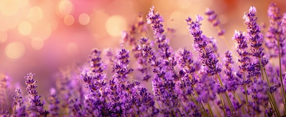 Naklejka premium The Vibrant Lavender Flowers in a Beautiful Summer Landscape