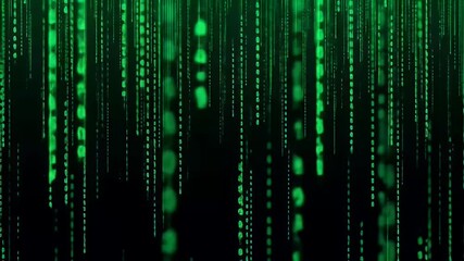 green matrix rain background digital code binary data stream - Powered by Adobe