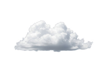 A single fluffy white cumulus cloud floating in the sky, isolated on a transparent background