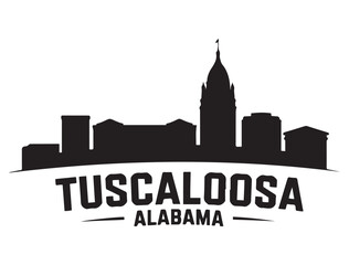 Obraz premium Tuscaloosa skyline silhouette. Landscape Tuscaloosa, Alabama. Vector illustration. Vector black silhouette. with white background.