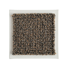 Locker hooking swatch, colorful yarn loops, dense textile texture on white canvas, isolated on plain white studio background, top-down macro. Concept of textile art