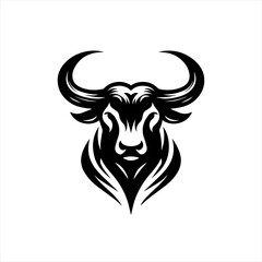 Fototapeta premium Stylized black bull head logo design
