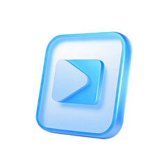 Blank Mobile application icon, button - Blue square with round corners. 3d rendering
