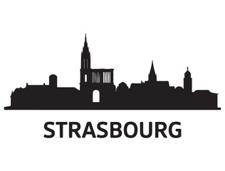 Obraz premium Strasbourg skyline silhouette. Vector illustration. Vector black silhouette. with white background.