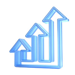 Bar charts and Arrow isolated on white background - Statistic icon. 3d rendering
