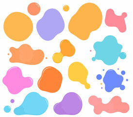 Organic colorful blob shape isolated on transparent background. Abstract fluid shapes vector set, simple decoration forms