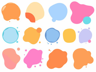 Organic colorful blob shape isolated on transparent background. Abstract fluid shapes vector set, simple decoration forms