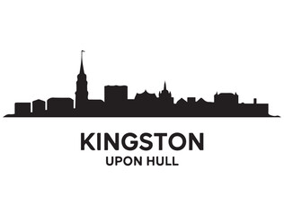 Obraz premium Kingston Upon Hull skyline silhouette. Vector illustration. Vector black silhouette. with white background.