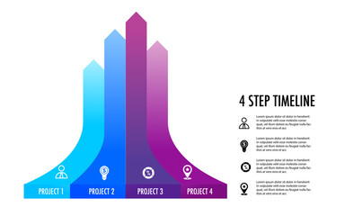 infographic template 4 step for business direction, marketing strategy, diagram, data, growth, arrow timeline
