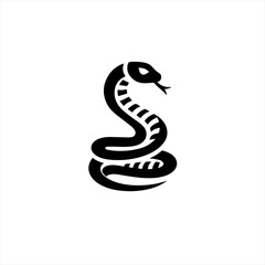 Stylized black snake icon on white background