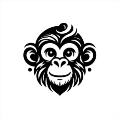 Obraz premium Stylized black and white monkey face logo design
