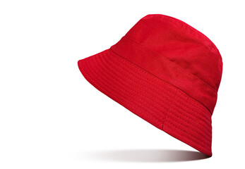 Red bucket hat placed PNG transparent.
