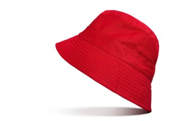 Red bucket hat placed PNG transparent.