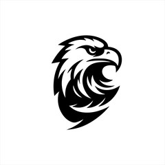 Fototapeta premium Aggressive eagle head emblem black and white