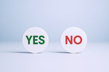 Decision Making Concept: Symbolic Yes and No Choices, Approval or Denial Buttons