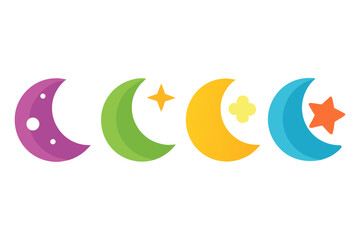 Obraz premium set of Moon and Stars vector silhouette illustration isolated on white background