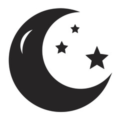 Moon and Stars vector silhouette illustration isolated on white background