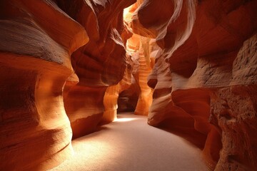 Sunlit sandstone canyon passage