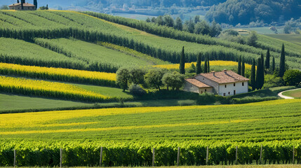 Obraz premium Campagne e risaie del pavese (Lombardia)