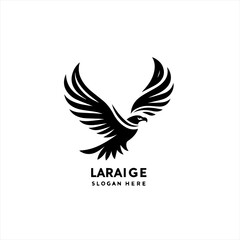 Fototapeta premium Black silhouette of a majestic eagle with outstretched wings in flight