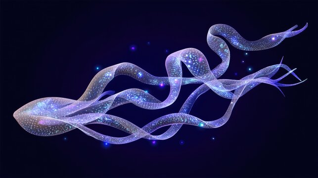 Abstract swirling, luminous,  glowing ribbons - Powered by Adobe
