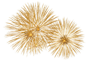 Fototapeta premium Golden fireworks exploding in a bright burst, isolated on transparent background