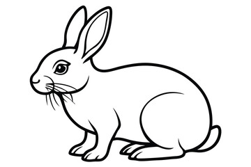 Obraz premium Detailed line art depicts a rabbit looking to the left side with precision on white