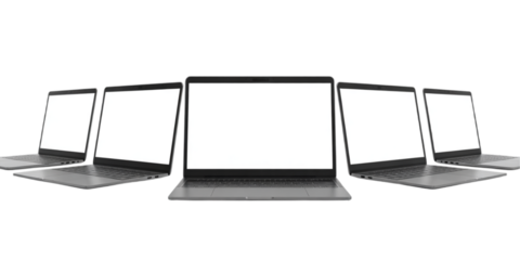 Laptop Computer Mockup Set PNG Transparent Background Technology Display