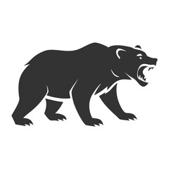 Fototapeta premium Roaring bear silhouette. Powerful grizzly mascot icon. Vector graphic of an aggressive wild animal, isolated on a white background. Symbol of strength. 