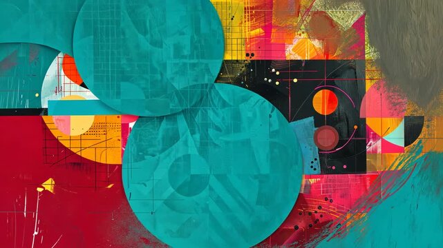 Abstract art with vibrant colors and shapes that resemble financial graphs and pie charts. Financial insights