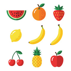 Art of assortment of fresh fruits, isolated on white background