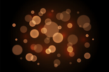 Abstract Xmas yellow, gold, brown light glowing bokeh background. Sparkle, shine and glowing, vector illustration design for christmas, festive, festival